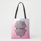 Mama Word Cloud Naam Pink Ombre Tote Bag (Voorkant)