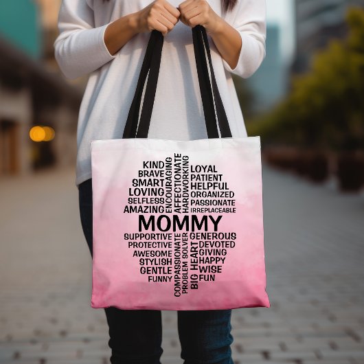 Mama Word Cloud Naam Pink Ombre Tote Bag