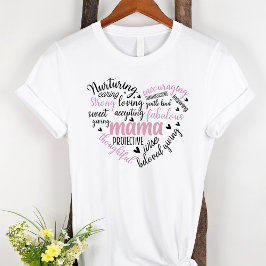 Mama Word Cloud Pink en Black Heart Moeder T-shirt