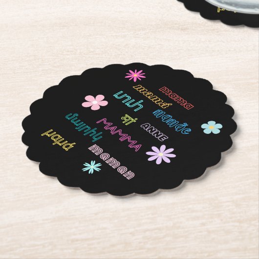 Mama Word in verschillende talen International Kartonnen Onderzetters (Gekanteld)