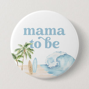 Mama wordt Baby aan boord van het Beach Baby showe Ronde Button 7,6 Cm