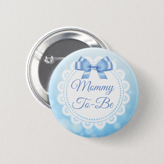 Mama wordt Baby shower Blue Lace Button (Voorkant /achterkant)