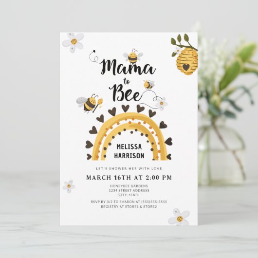 Mama wordt Bee Baby Shower Kaart (Staand voorkant)