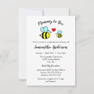 Mama wordt Bij - 3x5 babyshower uitnodiging