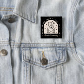 Mama wordt binnenkort mama zwangere club zwart vierkante button 5,1 cm (In situ)