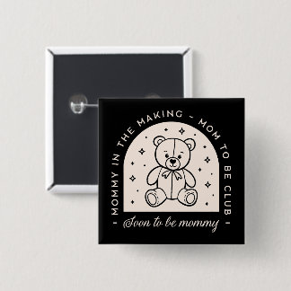 Mama wordt binnenkort mama zwangere club zwart vierkante button 5,1 cm