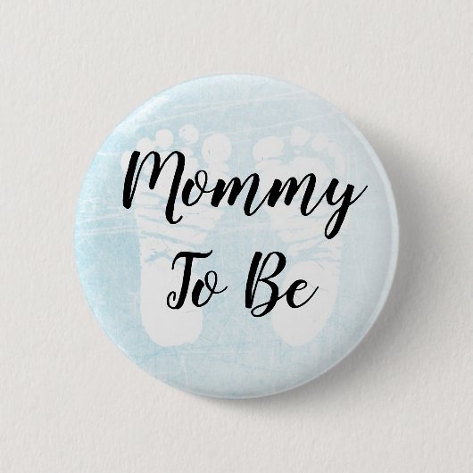 Mama wordt blauw Voetafdrukken Baby shower Ronde Button 5,7 Cm (Voorkant)