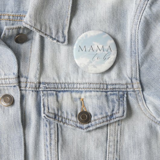 Mama wordt Blue Clouds Baby shower Button (In situ)