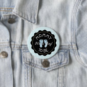 Mama wordt Blue Gingham Baby shower knop Ronde Button 7,6 Cm (In situ)