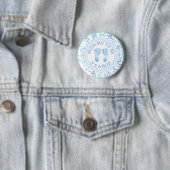 Mama wordt Blue & White Baby shower Button (In situ)
