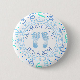 Mama wordt Blue & White Baby shower Button