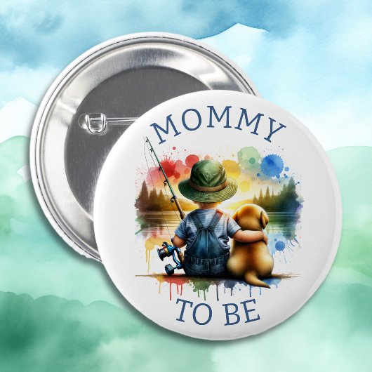 Mama wordt Boy's Geviste Baby shower Ronde Button 5,7 Cm