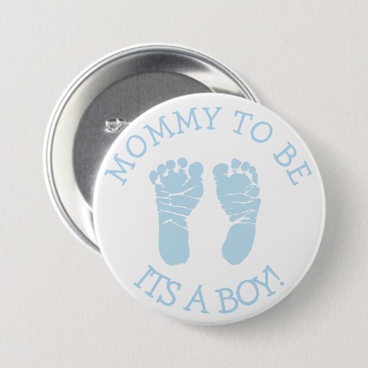Mama wordt Button van blauw en wit Baby shower (Voorkant /achterkant)