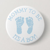 Mama wordt Button van blauw en wit Baby shower (Voorkant)