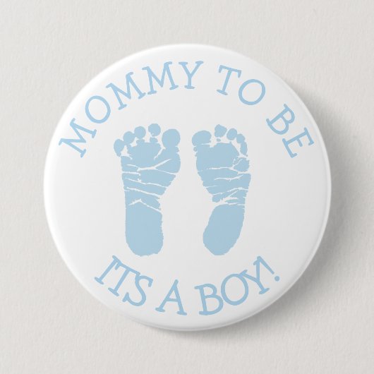 Mama wordt Button van blauw en wit Baby shower (Voorkant)