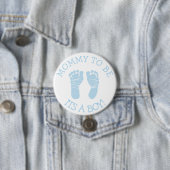 Mama wordt Button van blauw en wit Baby shower (In situ)
