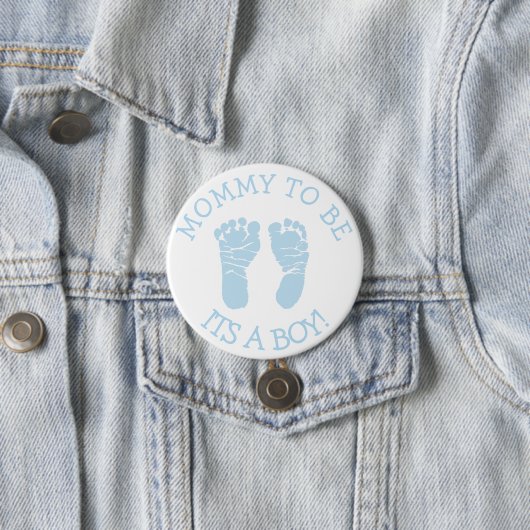 Mama wordt Button van blauw en wit Baby shower (In situ)