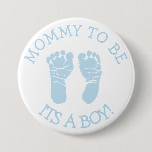 Mama wordt Button van blauw en wit Baby shower