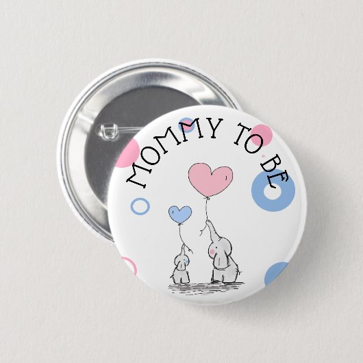 Mama wordt olifant Baby shower Button (Voorkant /achterkant)