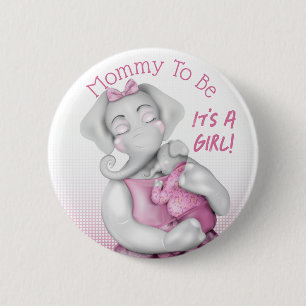 Mama Wordt Olifant Meisje Baby Borrel Ronde Button 5,7 Cm