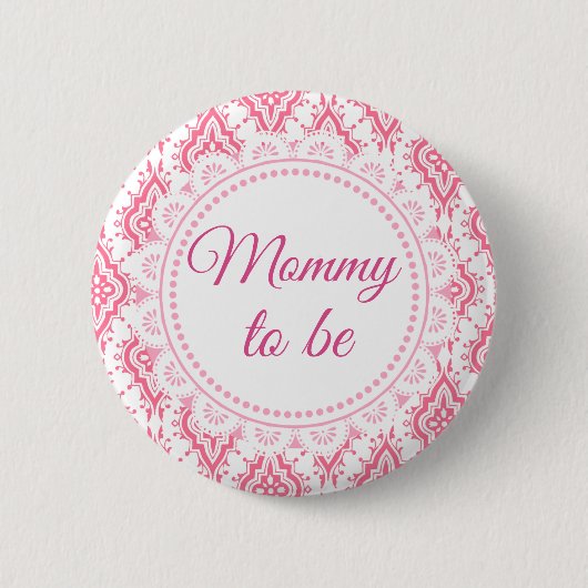 Mama wordt Pink Lacey Baby shower Button (Voorkant)