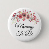 Mama wordt  Roze Bloemen Baby shower Button (Voorkant)