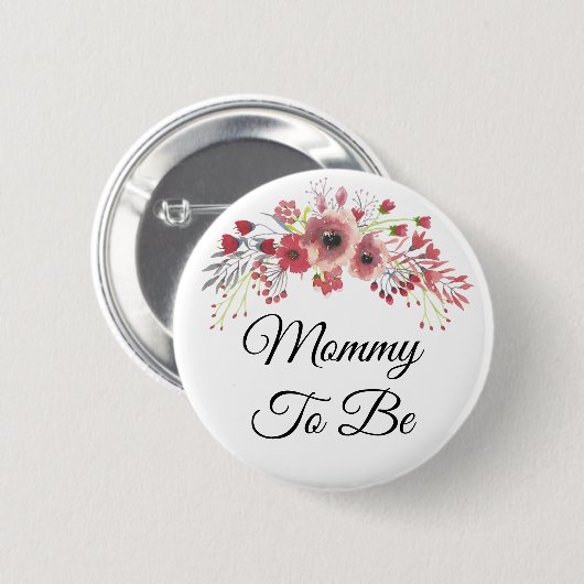 Mama wordt  Roze Bloemen Baby shower Button (Voorkant /achterkant)