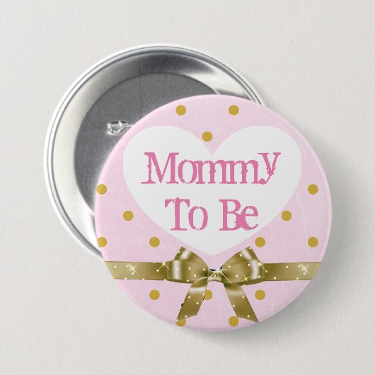 Mama wordt roze en gouden Baby showers Button (Voorkant /achterkant)