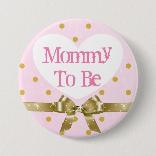 Mama wordt roze en gouden Baby showers Button (Voorkant)