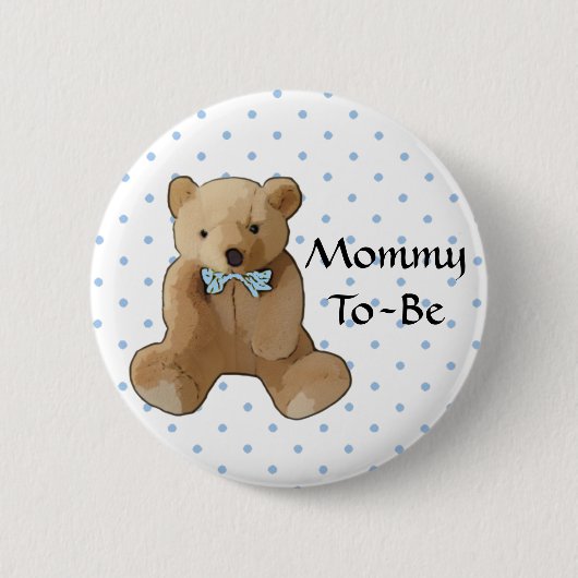 Mama wordt Teddy Bear Baby shower Button (Voorkant)