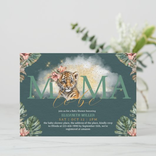 Mama Wordt Tijger Dier Wilde Baby Meisje Shower Kaart (Staand voorkant)