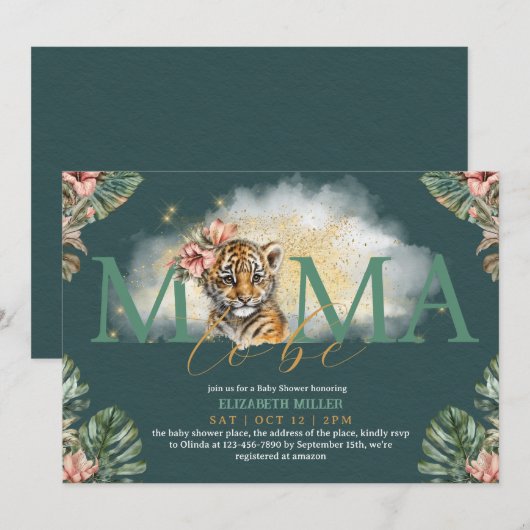 Mama Wordt Tijger Dier Wilde Baby Meisje Shower Kaart (Voorkant / Achterkant)