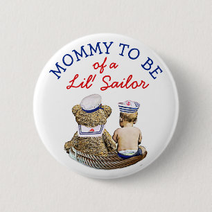 Mama wordt van een Lil' Sailor Nautisch Baby showe Ronde Button 5,7 Cm