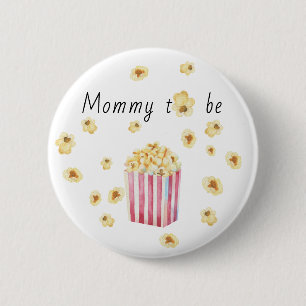 Mama wordt Waterverf Popcorn Baby shower Ronde Button 5,7 Cm