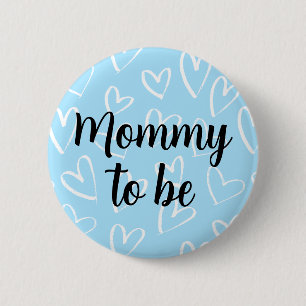 Mama wordt wit Hearts blauw Baby shower Ronde Button 5,7 Cm