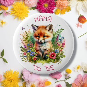 Mama wordt   Woodland Creatures Fox Baby shower Ronde Button 5,7 Cm