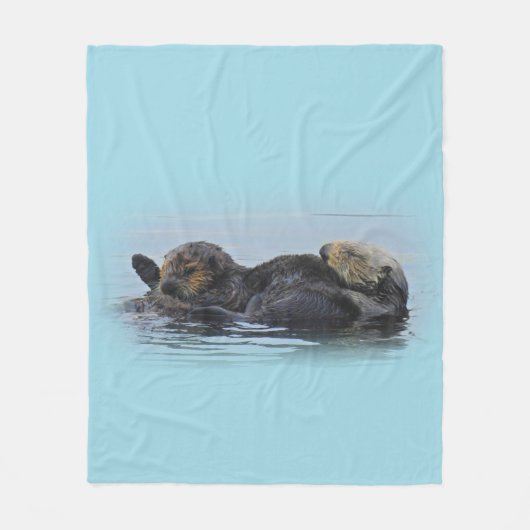 Mama Zee Otter en haar baby, Fleece Blanket (Voorkant)