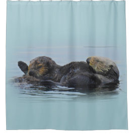 Mama Zee Otter en haar baby, Shower Curtain Douchegordijn