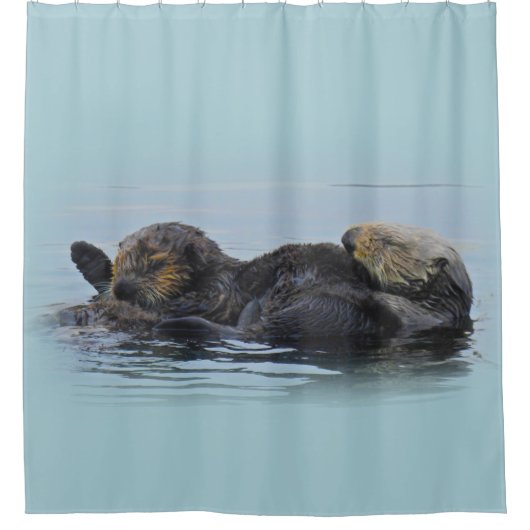 Mama Zee Otter en haar baby, Shower Curtain Douchegordijn (Voorkant)