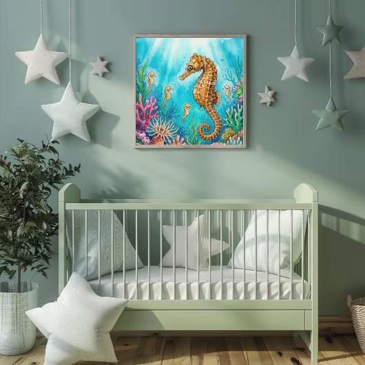 Mama Zeepaard en Bak met Jongen Poster