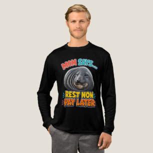 Mama zegt Rust Nu, Later Betalen Funny Zeehond Tri-Blend Shirt
