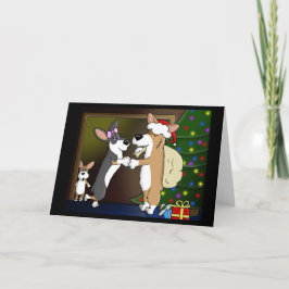 Mama zoent Corgi Claus Feestdagen Kaart