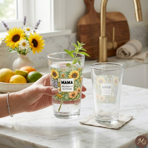 MAMA Zonnebloem Lavendel Gouden Frame Glas Tumbler