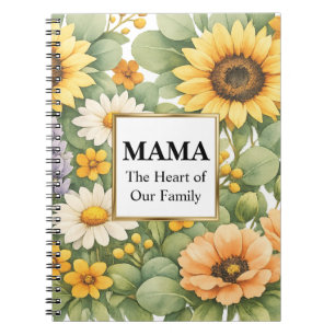 MAMA Zonnebloem Lavendel Gouden Frame Klassiek Notitieboek