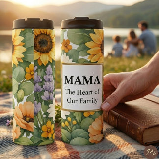 MAMA Zonnebloem Lavendel Gouden Frame Reis Mok Cad