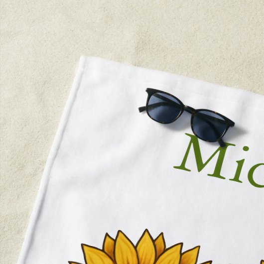 Mama Zonnebloemen Monogram Naam Initialen, Gift Mo Strandlaken (In situ)