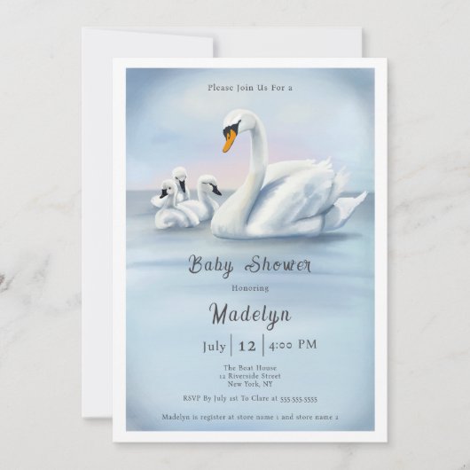 Mama zwaan met baby's Baby shower Kaart (Voorkant)