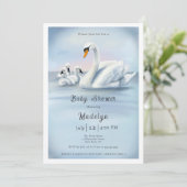 Mama zwaan met baby's Baby shower Kaart (Staand voorkant)