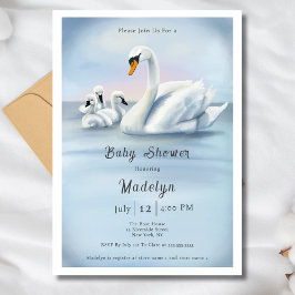 Mama zwaan met baby's Baby shower Kaart
