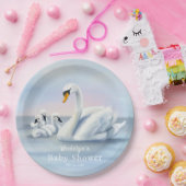 Mama zwaan met baby's Baby shower Papieren Bordje (Feest)